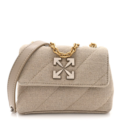 Off-White Linen Diagonal Quilted Jackhammer 17 Shoulder Bag Beige 1 of 12