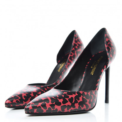 Saint Laurent Calfskin Heart Print D'Orsay Paris 105 Pumps 37.5 Pink 3 of 9