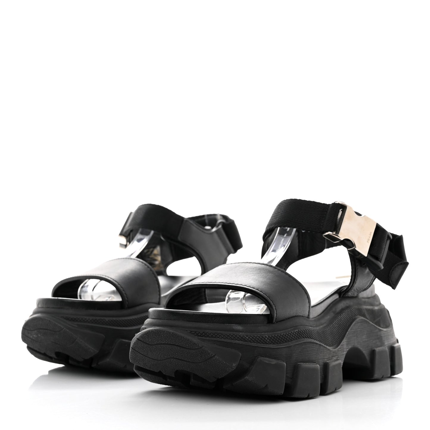 Brushed Calfskin Monolith Pegasus Thunder Sandals 39 Black