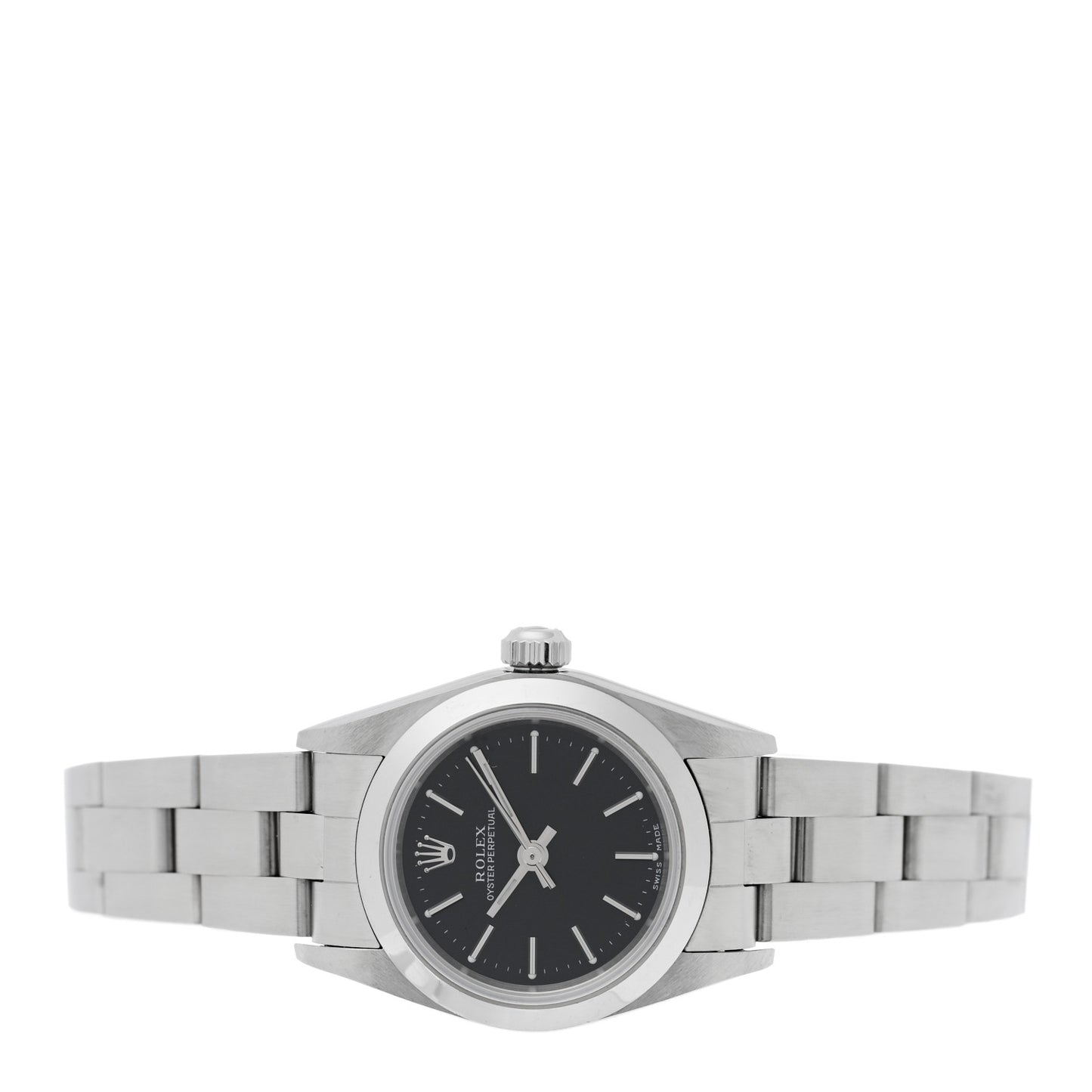 Stainless Steel 24mm Oyster Perpetual Watch Black 76080