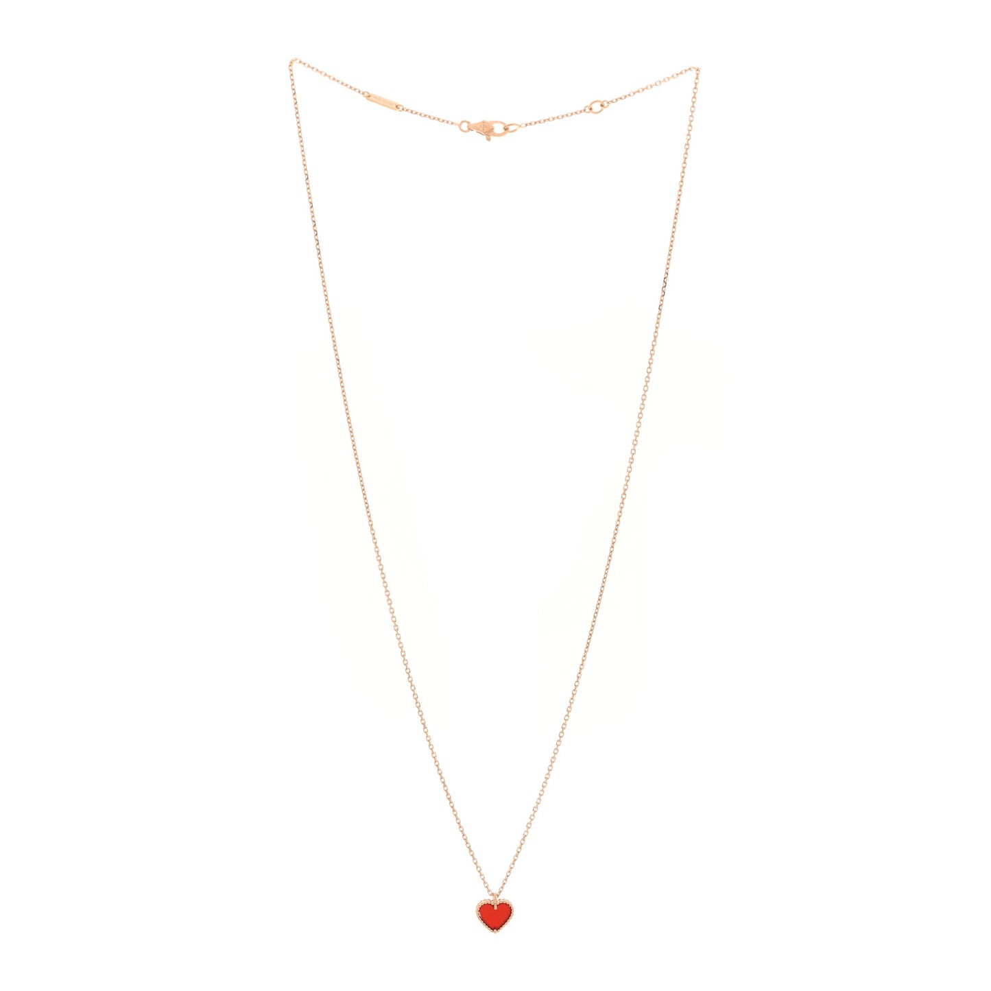 18k Rose Gold Carnelian Sweet Alhambra Heart Pendant Necklace