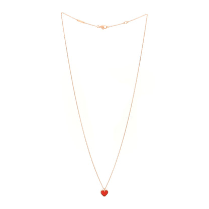 Van Cleef & Arpels 18k Rose Gold Carnelian Sweet Alhambra Heart Pendant Necklace 3 of 5