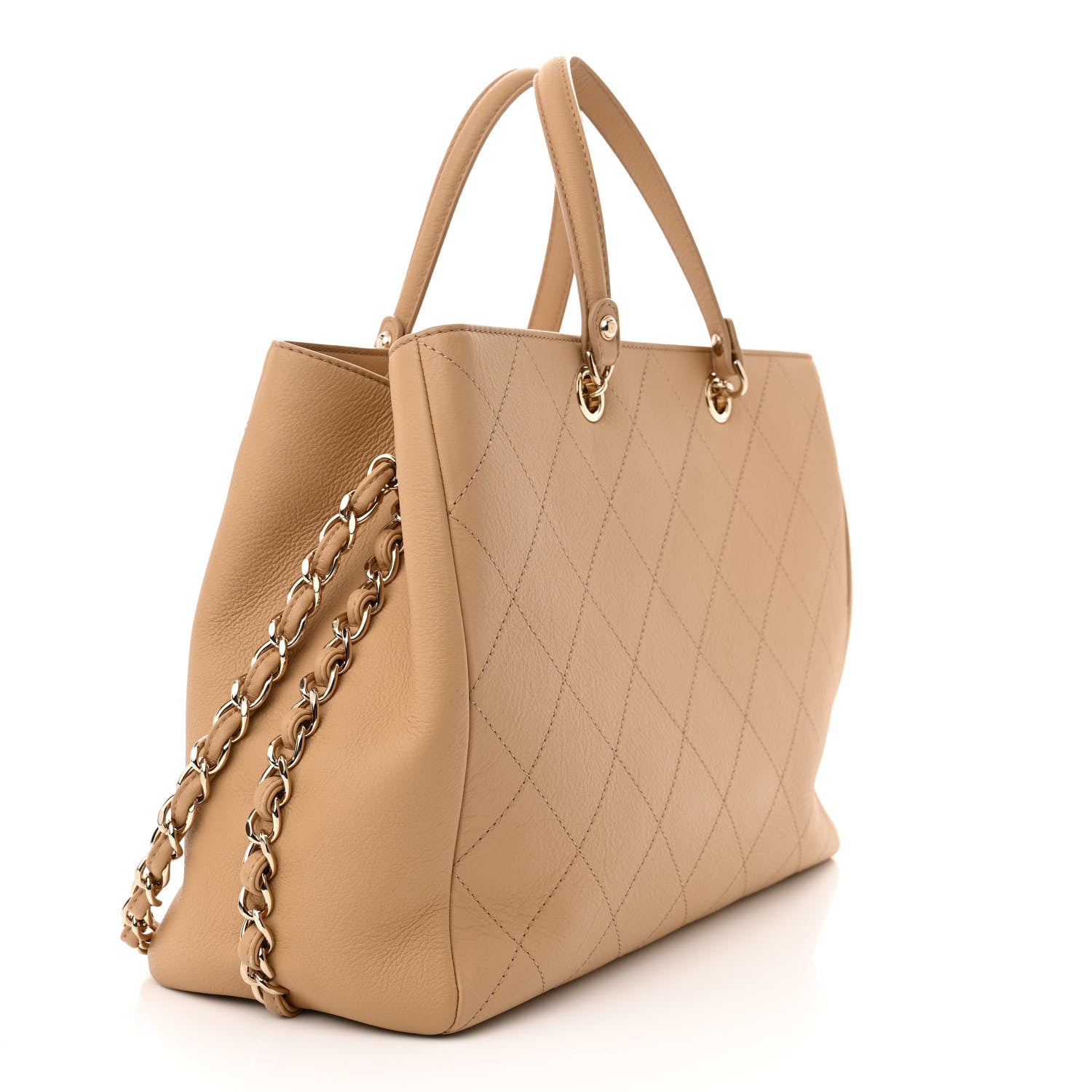 Chanel Bullskin Stitched Medium Shopping Bag Beige 3 of 10