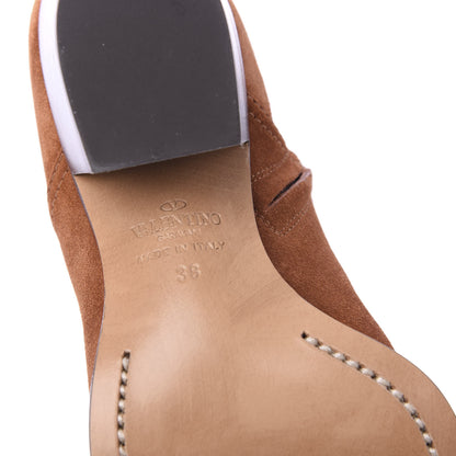Valentino Garavani Suede Rockstud Double Buckle 50mm Cowboy Ankle Boots 38 Selleria 6 of 8