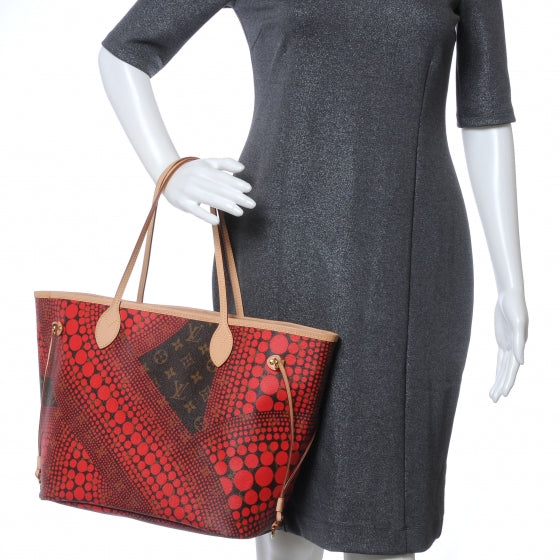 Monogram Kusama Waves Neverfull MM Red