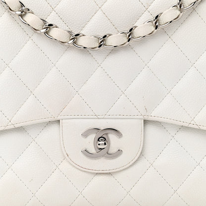 Chanel Caviar Quilted Jumbo Single Flap White 8 of 14