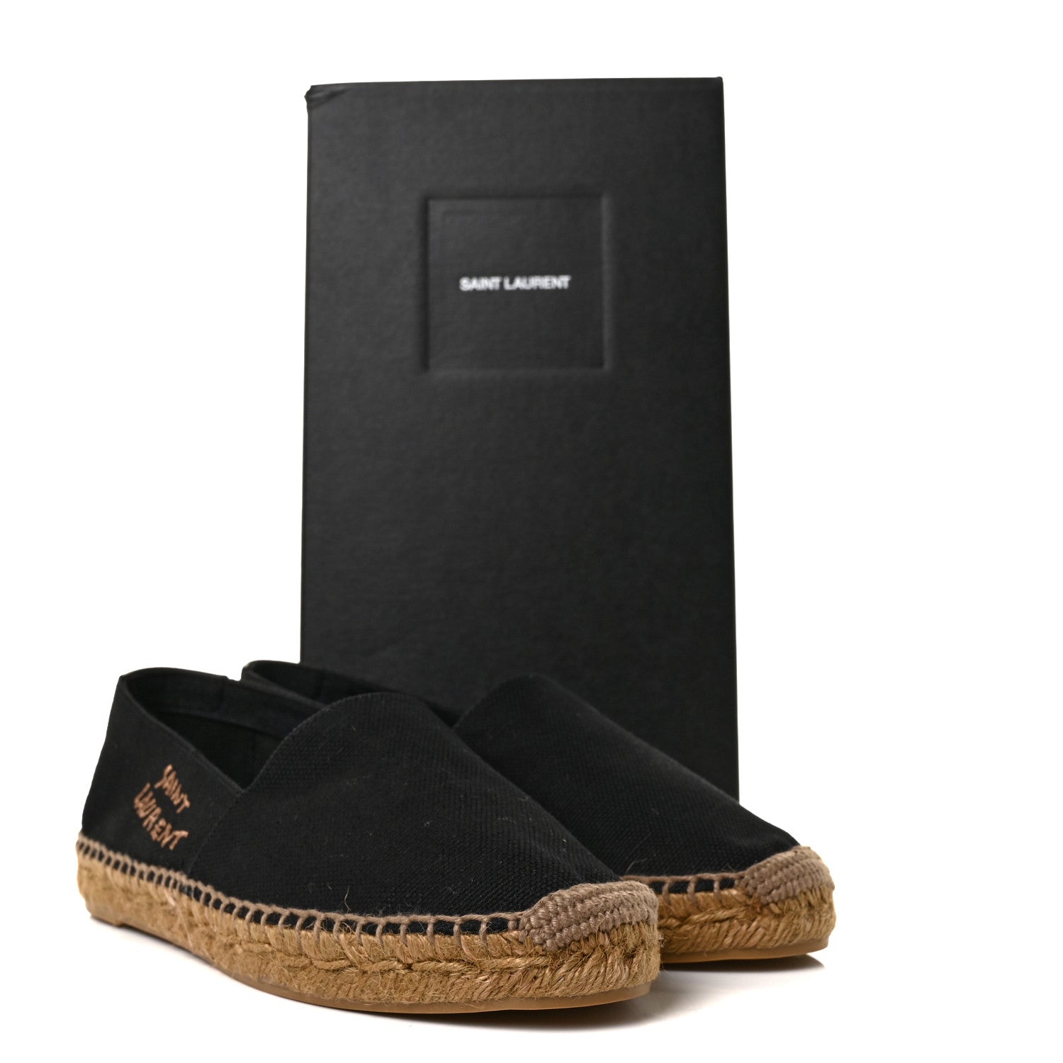 Saint Laurent Canvas Nappa Elba Light Logo Embroidered Espadrilles 37 Black 9 of 9
