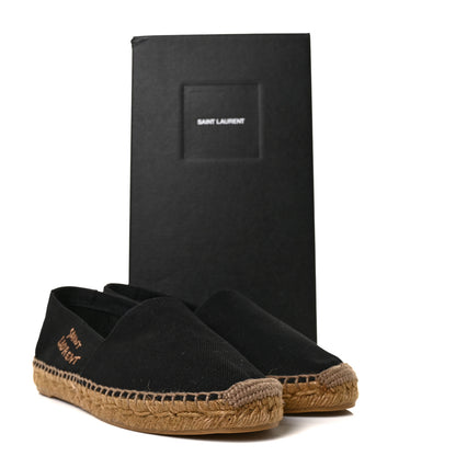 Saint Laurent Canvas Nappa Elba Light Logo Embroidered Espadrilles 37 Black 9 of 9