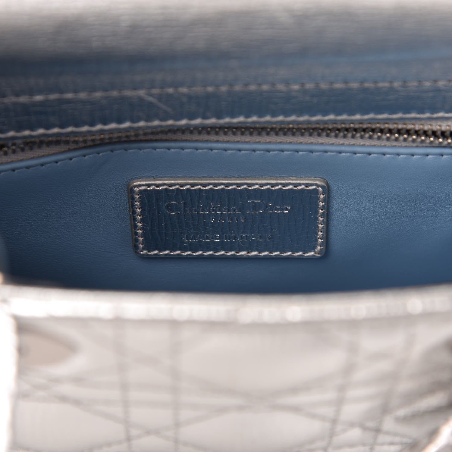 Christian Dior Metallic Grained Calfskin Cannage Small Lucky Badges My Lady Dior Silver 8 of 9