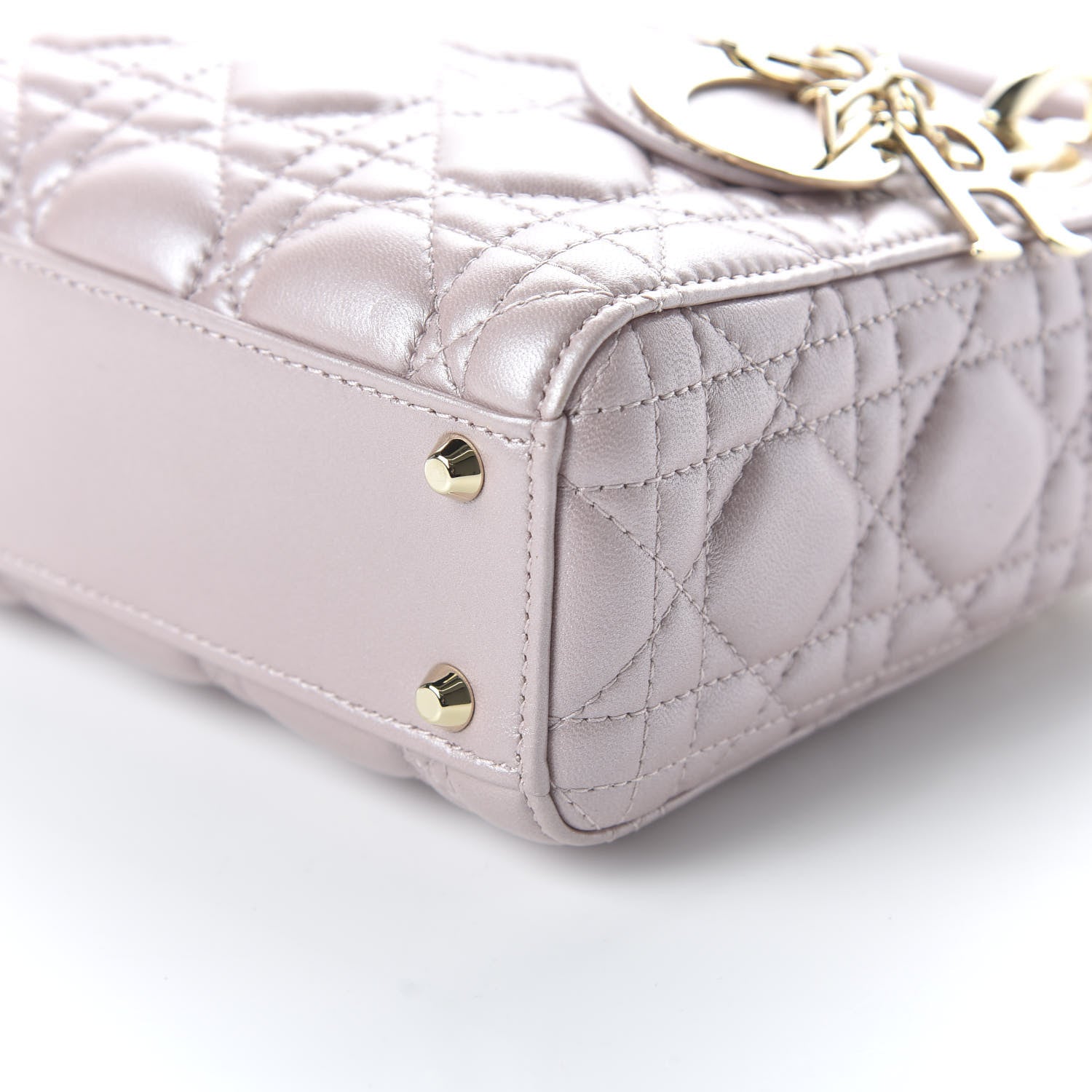 Christian Dior Metallic Lambskin Cannage Mini Lady Dior Lotus 8 of 10
