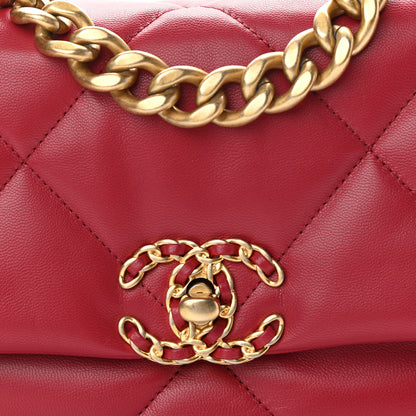 Chanel Goatskin Quilted Medium Chanel 19 Flap Dark Pink 8 of 11