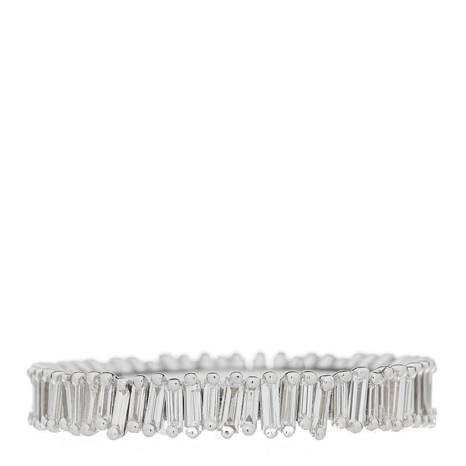 Suzanne Kalan 18K White Gold Diamond Classic Eternity Band Ring 52 6 3 of 5