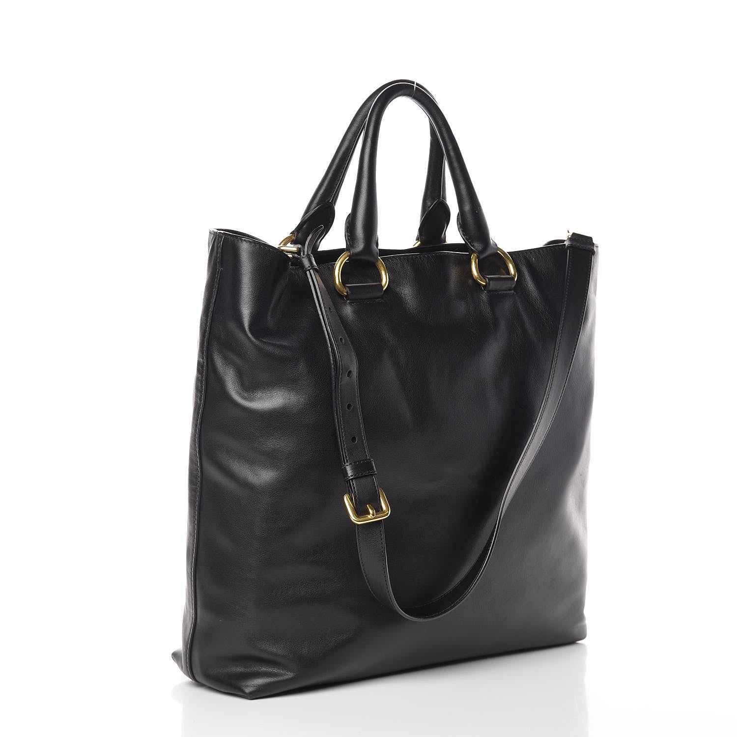 Prada Soft Calf Shopping Tote Black 4 of 13