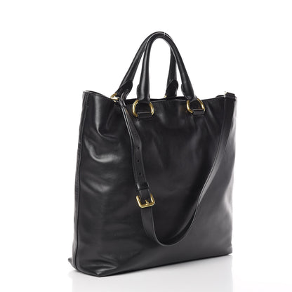 Prada Soft Calf Shopping Tote Black 4 of 13