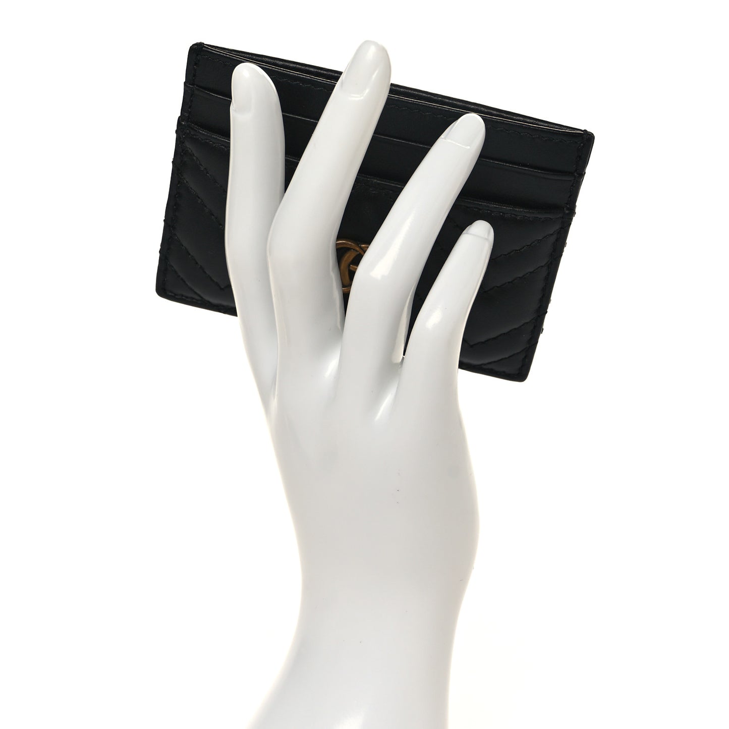 Calfskin Matelasse GG Marmont Card Holder Black