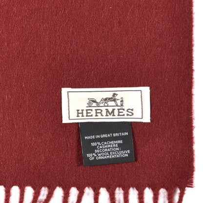 Hermes Cashmere Highlands Embroidered Patch Muffler Rouge H 5 of 5