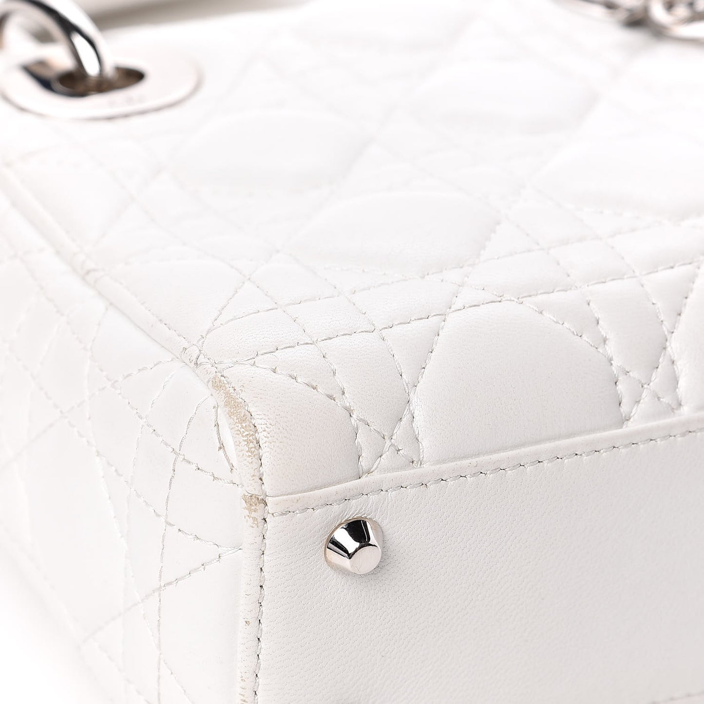Lambskin Cannage Mini Lady Dior White