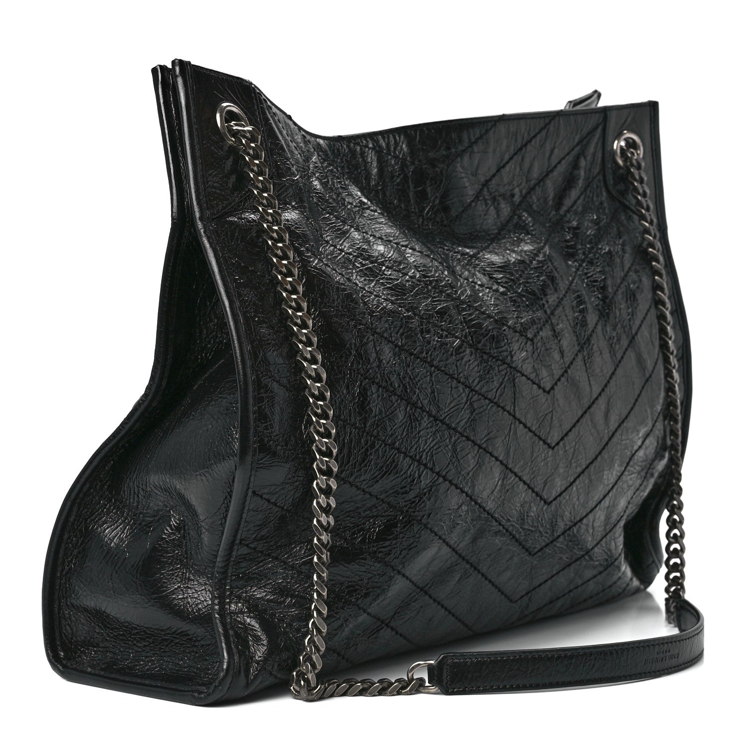 Saint Laurent Crinkled Calfskin Matelasse Monogram Niki Shoulder Bag Black 3 of 11