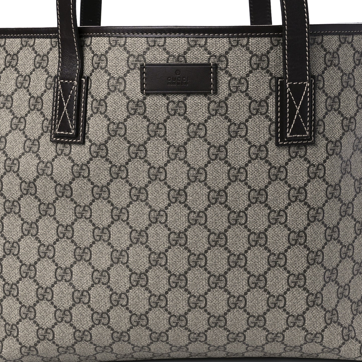 GG Supreme Monogram Medium Zippered Shopping Tote Dark Brown