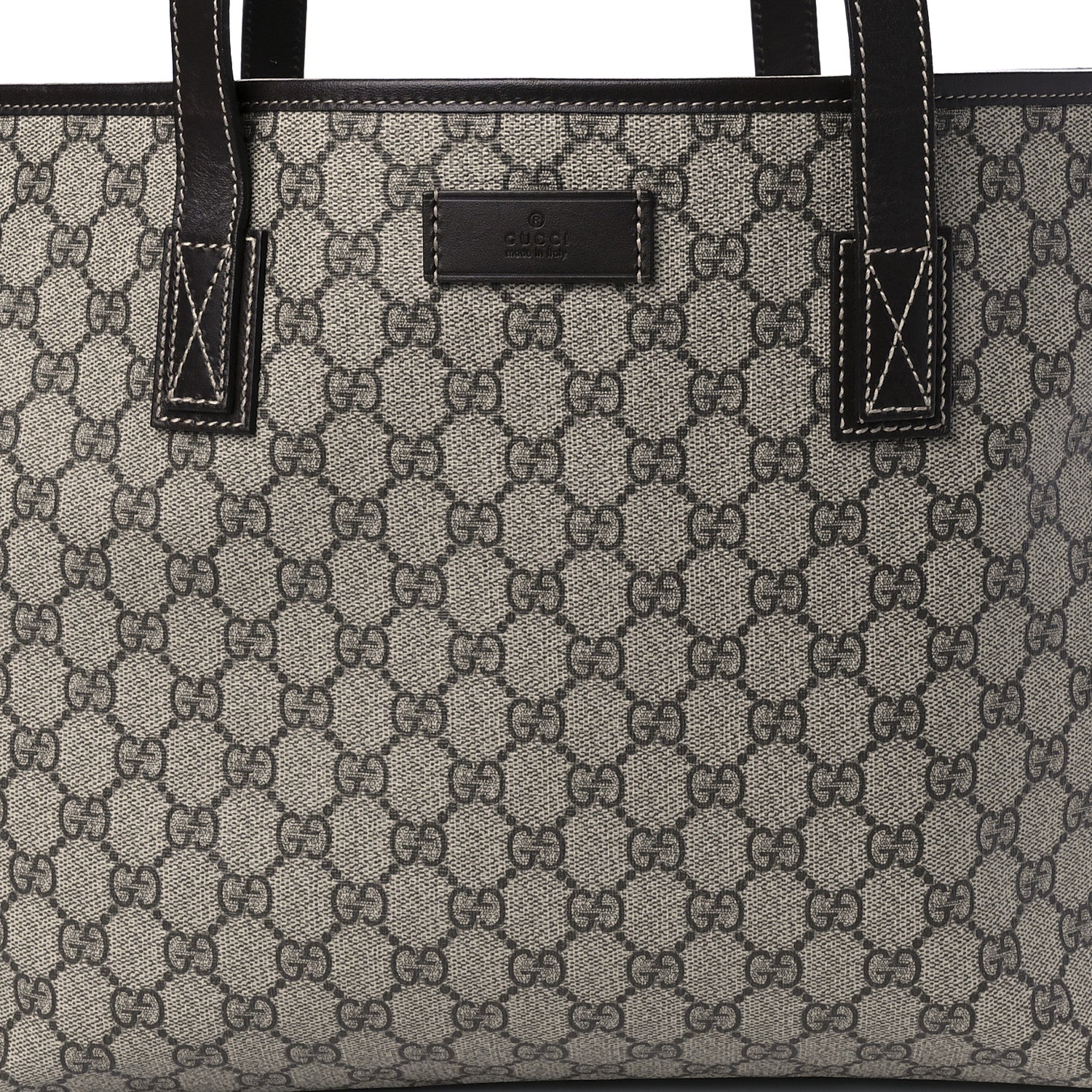Gucci GG Supreme Monogram Medium Zippered Shopping Tote Dark Brown 9 of 10