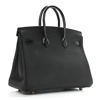 Hermes Togo Shiny Niloticus Crocodile Birkin Touch 25 Black 2 of 10