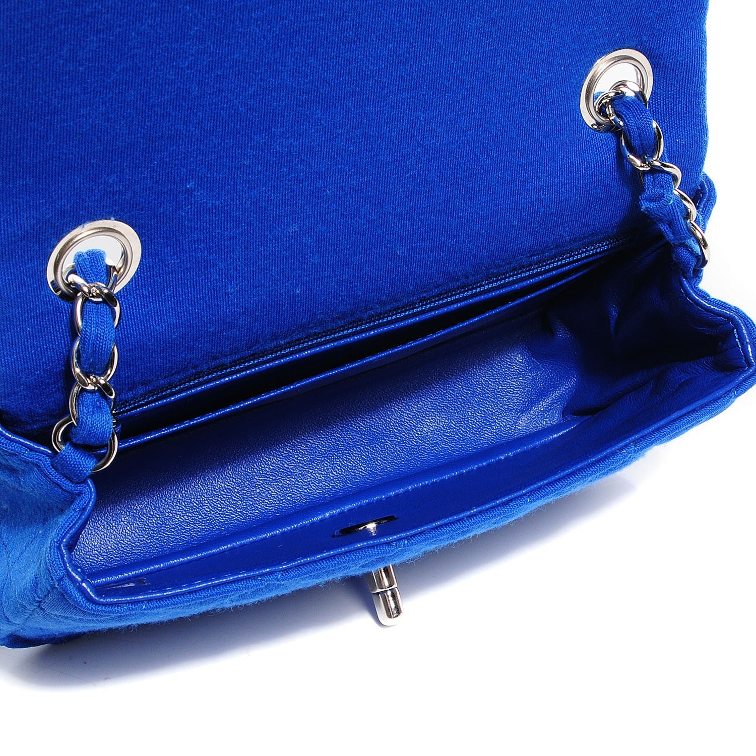Chanel Jersey Quilted Mini Rectangular Flap Blue 5 of 8