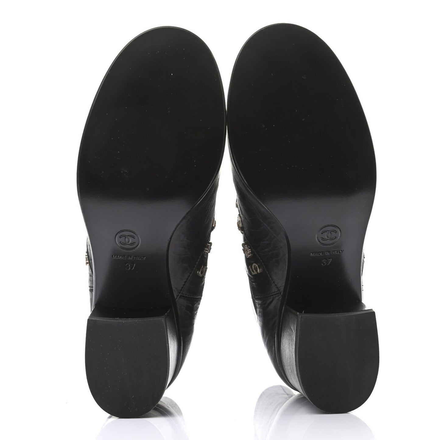 Tumbled Calfskin Short Boots 37 Black