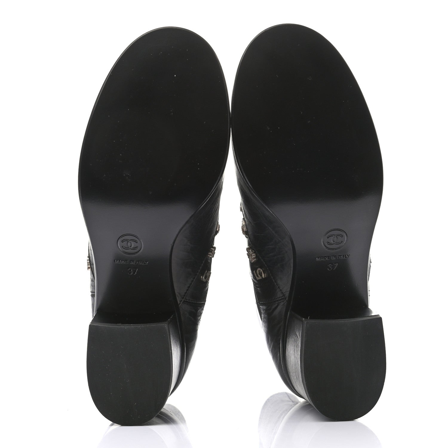Chanel Tumbled Calfskin Short Boots 37 Black 5 of 9