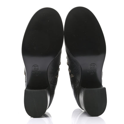 Chanel Tumbled Calfskin Short Boots 37 Black 5 of 9