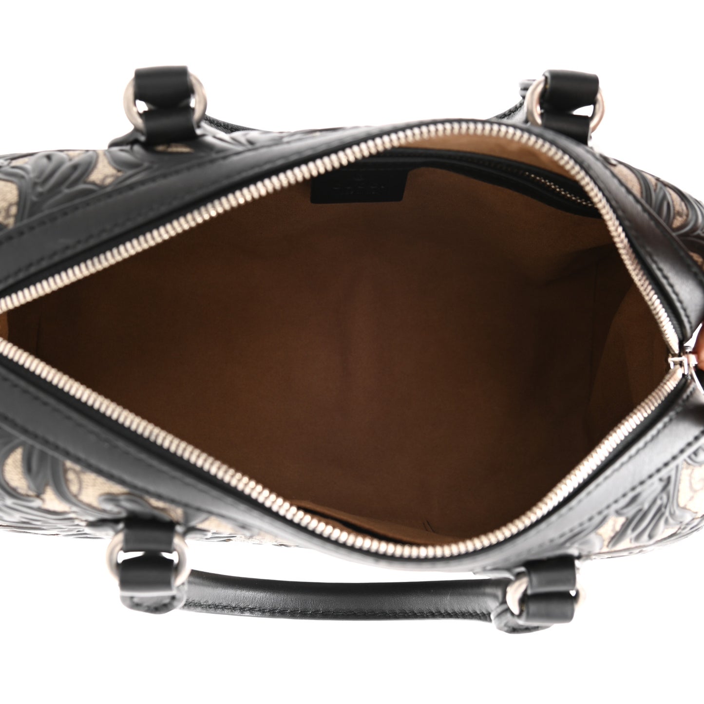 GG Supreme Monogram Arabesque Small Boston Black