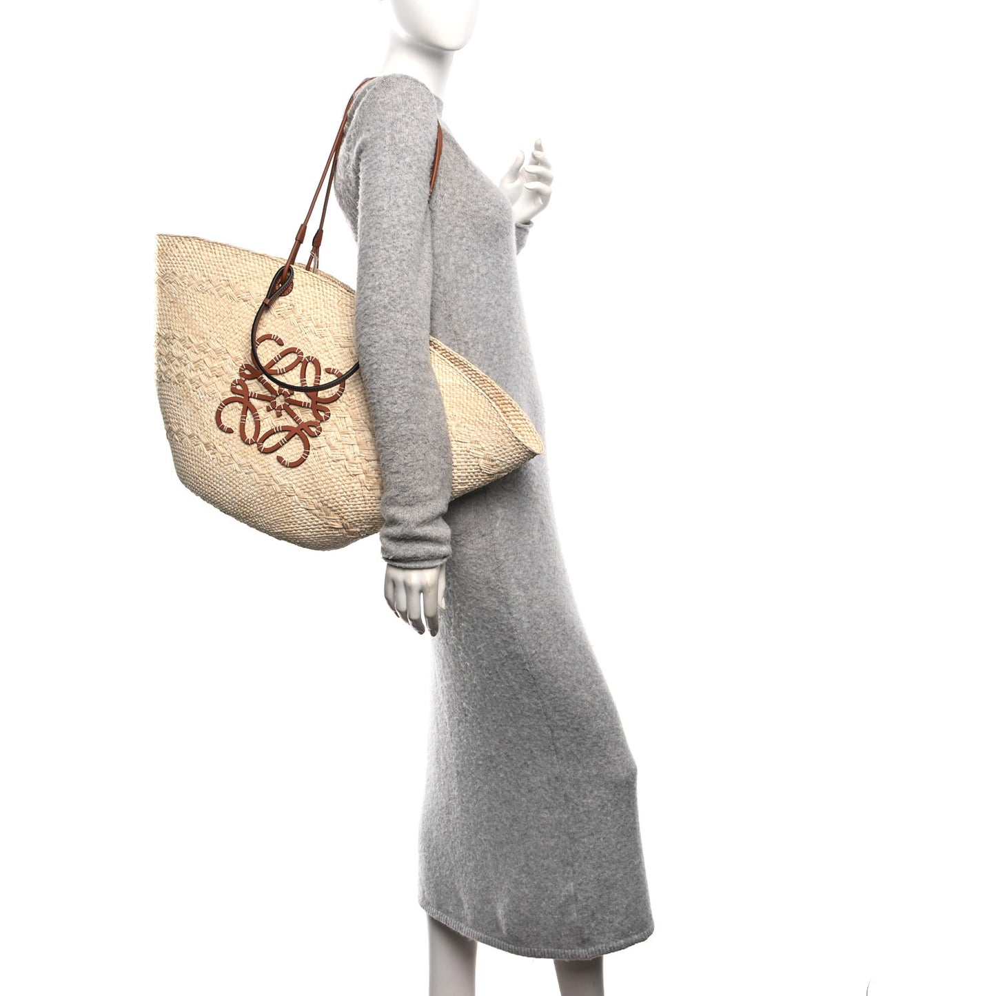 Iraca Palm Paulas Ibiza Large Anagram Basket Tote Bag Natural Tan