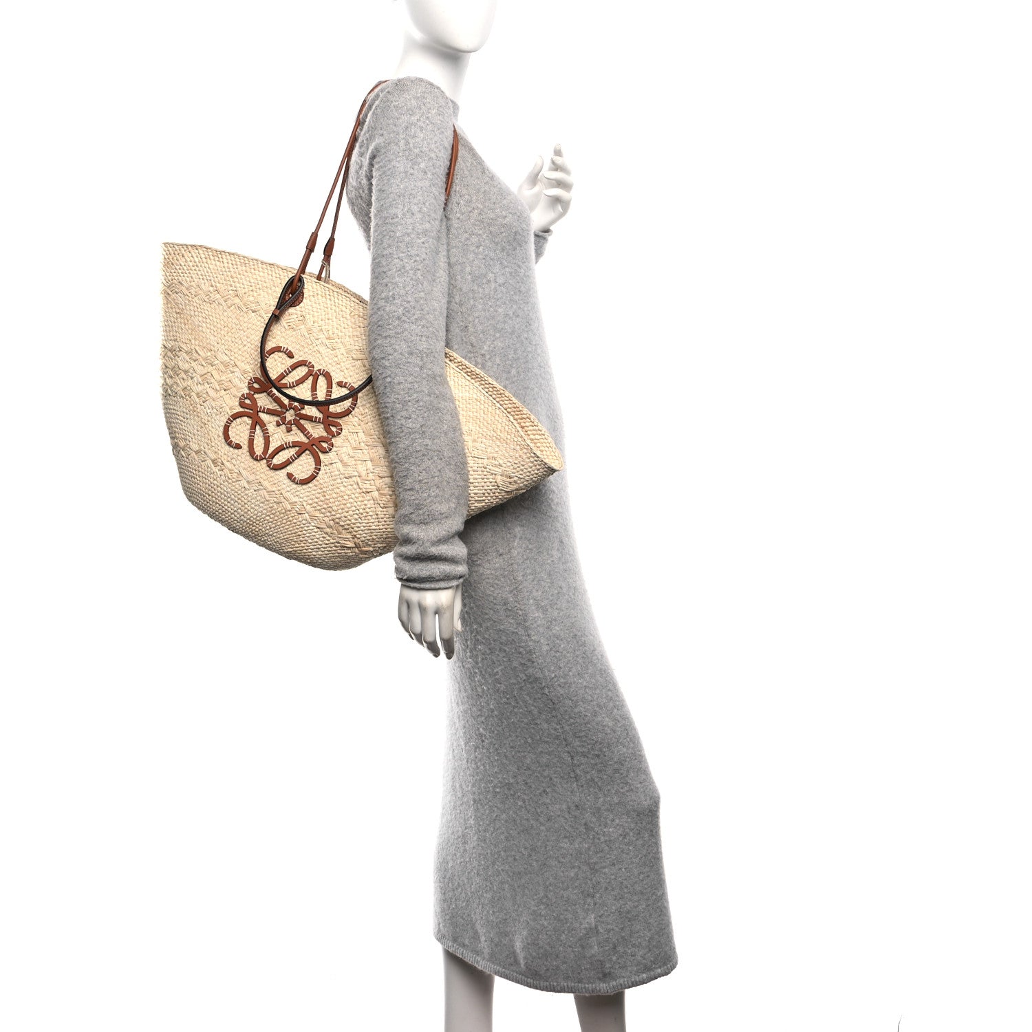 Loewe Iraca Palm Paulas Ibiza Large Anagram Basket Tote Bag Natural Tan 2 of 9