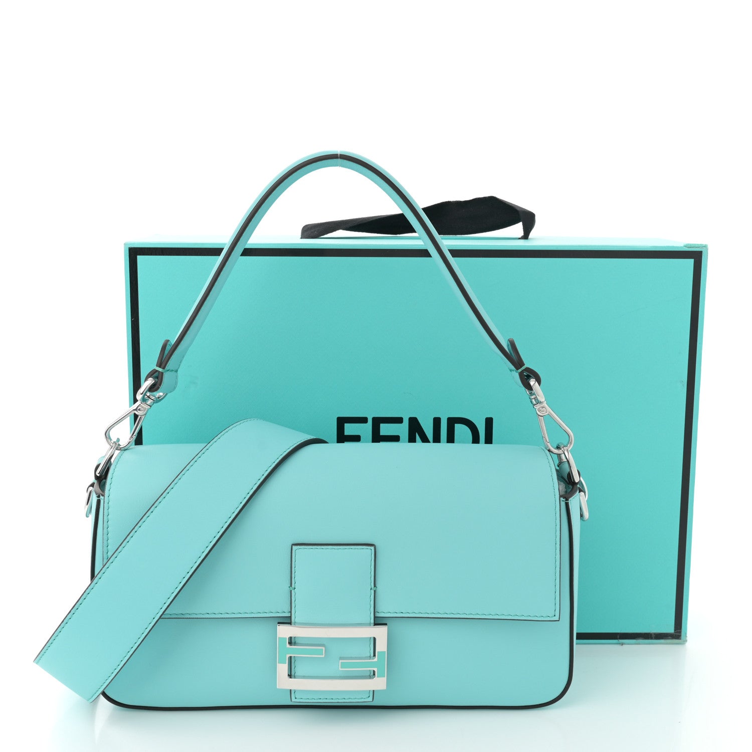 Fendi X TIFFANY Nappa Silver Baguette Blue Tiffany Silver 11 of 11