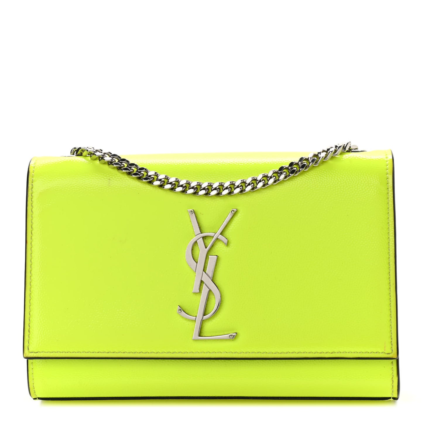 Patent Grain de Poudre Small Monogram Kate Satchel Neon Yellow