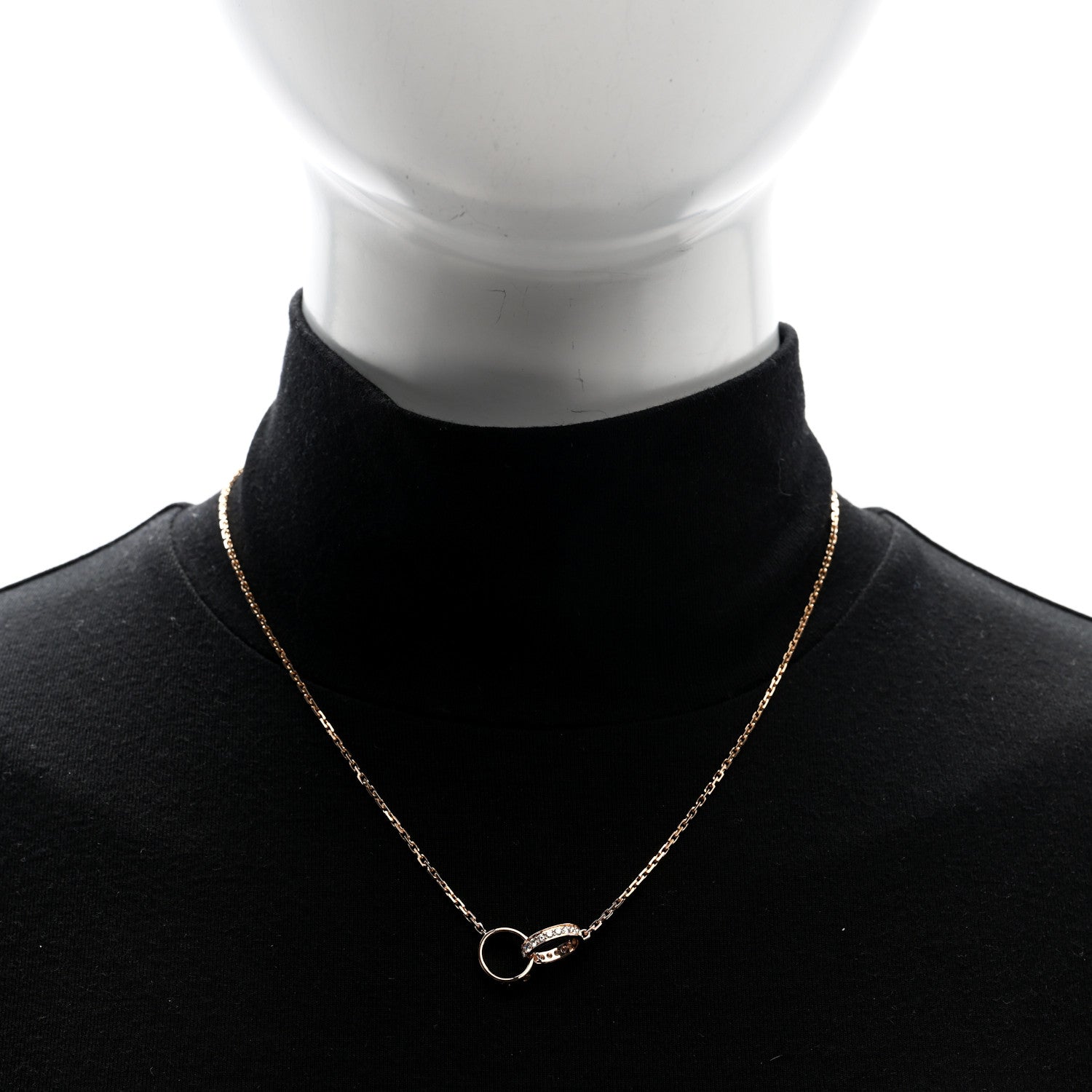 Cartier 18K Pink Gold Diamond Interlocking LOVE Necklace 2 of 4