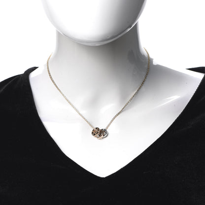 Cartier 18K White Pink Gold Diamond Three Ring LOVE Pendant Necklace 2 of 6