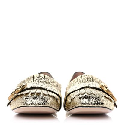 Gucci Galassia GG Marmont Fringe Flats 37 Platino 2 of 9