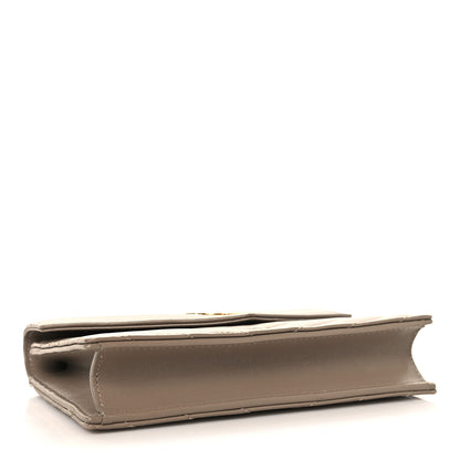 Saint Laurent Lambskin Matelasse Chevron Monogram Envelope Chain Wallet Dusty Grey 4 of 10