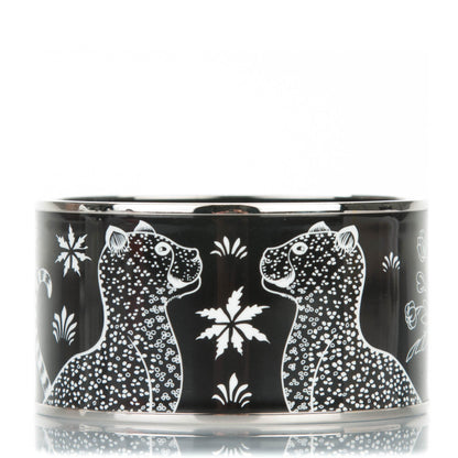 Hermes Enamel Printed Extra Wide Les Leopards Positif Negatif Bracelet 65 Black 1 of 7