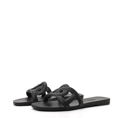 Hermes Rubber Aloha Sandals 36 Black 3 of 8