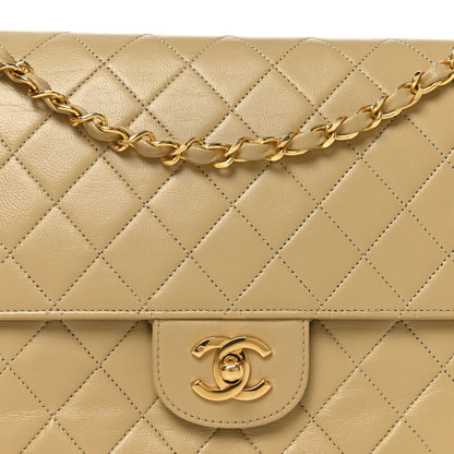 Chanel Lambskin Quilted Medium Double Flap Beige 7 of 10