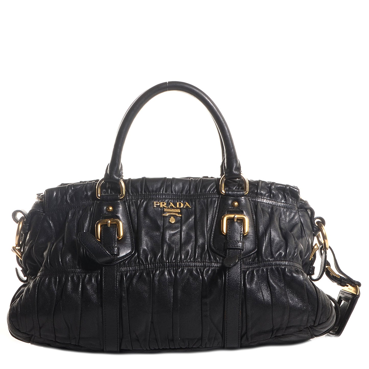 Nappa Leather Gaufre Shopping Satchel Black
