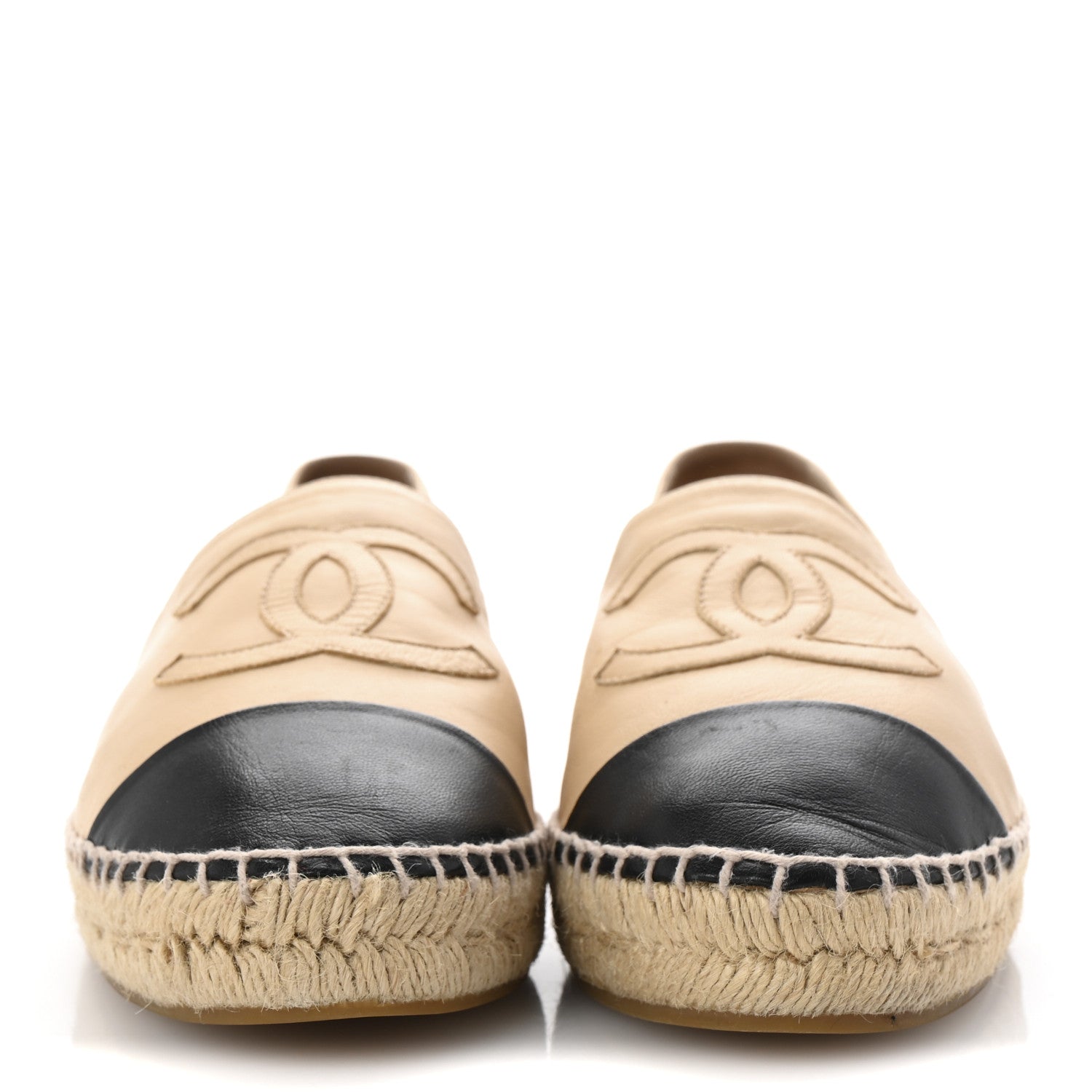 Chanel Lambskin CC Espadrilles 40 Beige Black 3 of 11