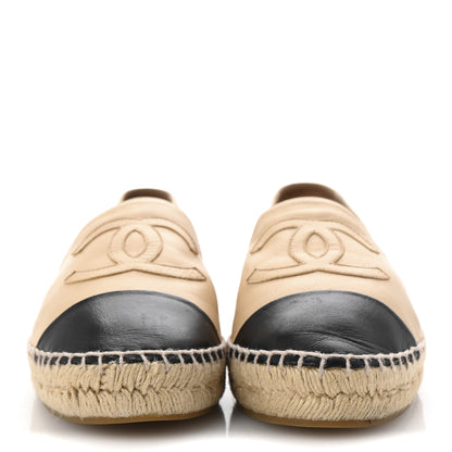 Chanel Lambskin CC Espadrilles 40 Beige Black 3 of 11