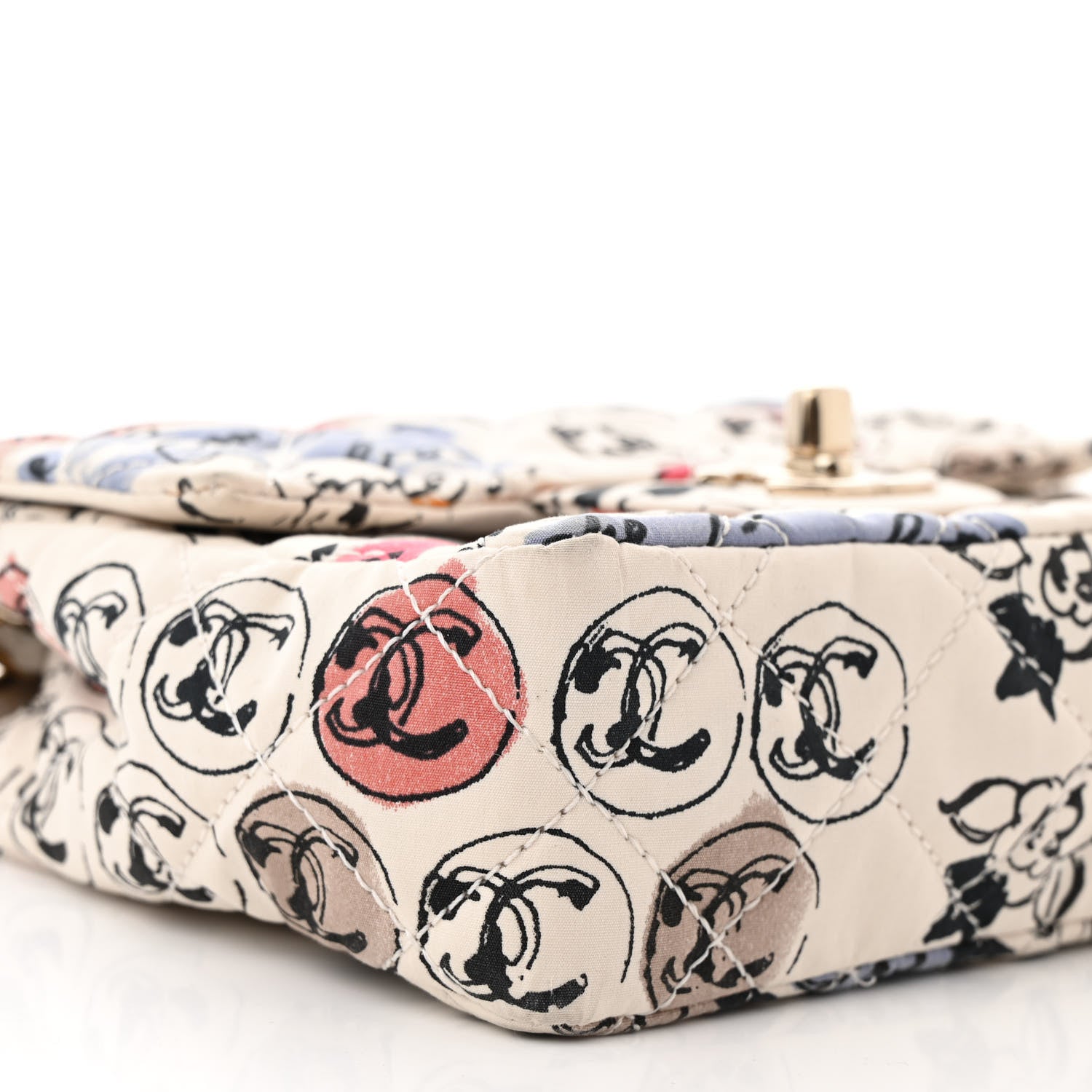 Chanel Nylon Quilted Rue Cambon Camellia Printed Mini Flap White Multicolor 9 of 10