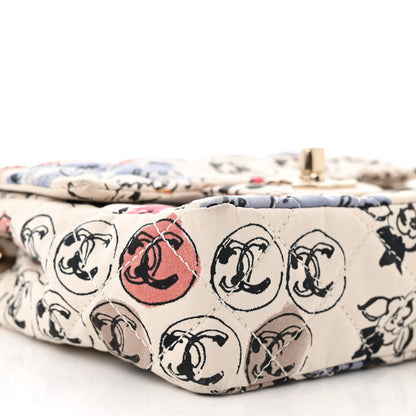 Chanel Nylon Quilted Rue Cambon Camellia Printed Mini Flap White Multicolor 9 of 10