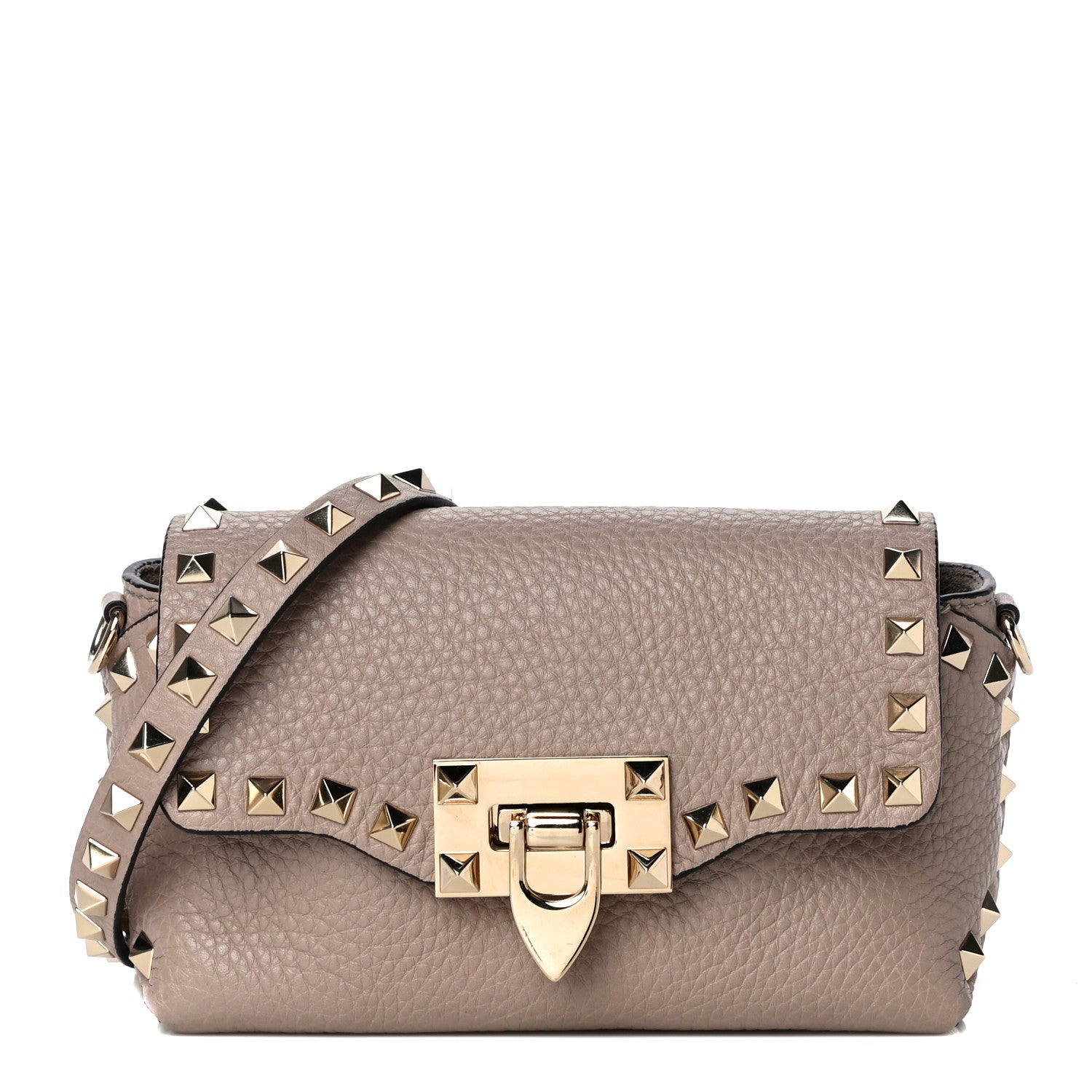 Valentino Garavani Pebbled Calfskin Mini Rockstud Crossbody Bag Poudre 1 of 8