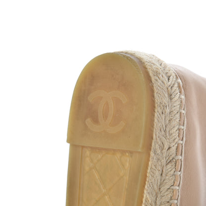 Chanel Lambskin CC Espadrilles 37 Beige Black 16 of 17