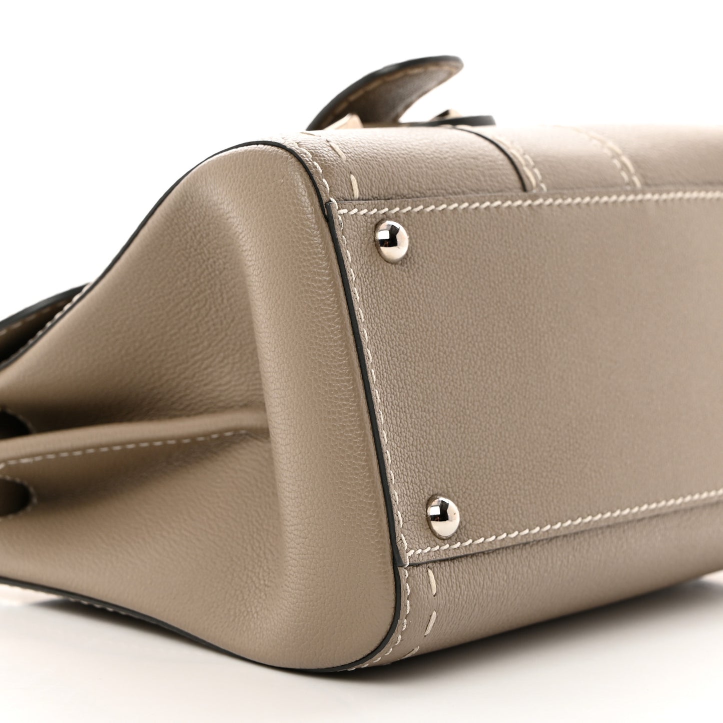 Grained Rodeo Calfskin Surpique Mini Brillant Satchel Tourterelle Ivory