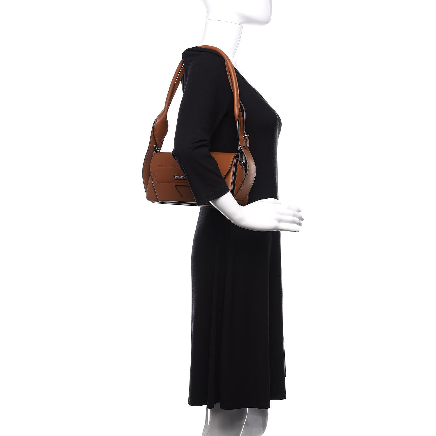 Prada City Calfskin Manuelle Shoulder Bag Cognac 2 of 10